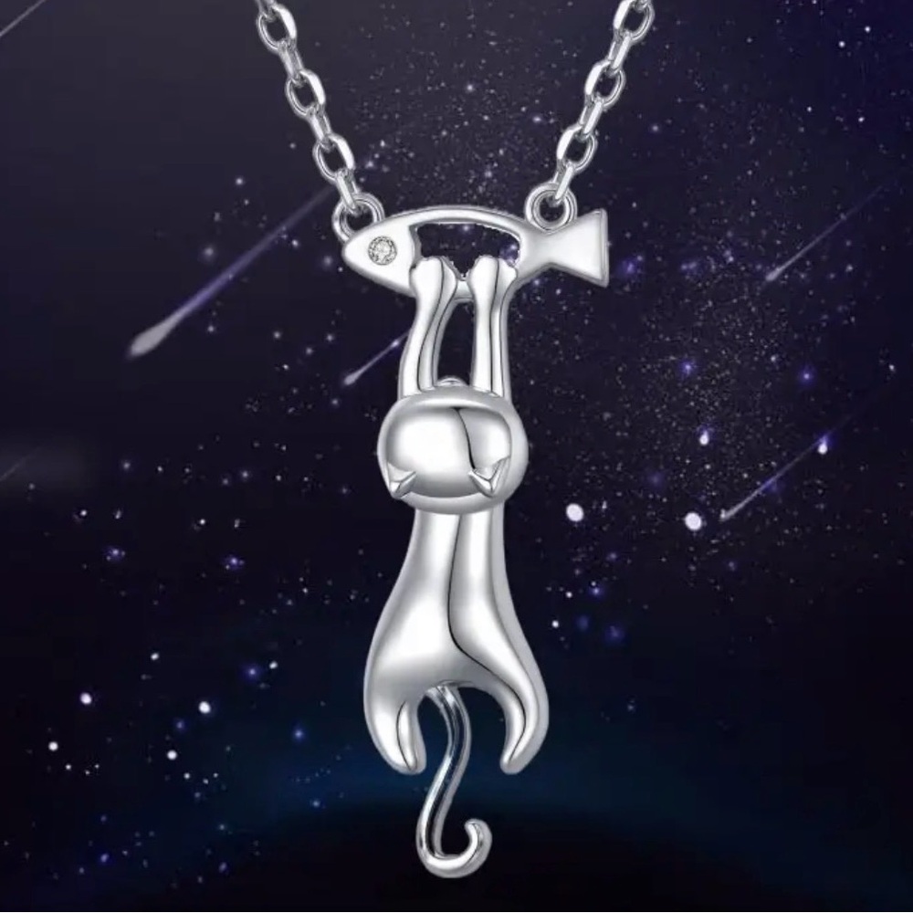 NEW Silver Cat Pendant Necklace